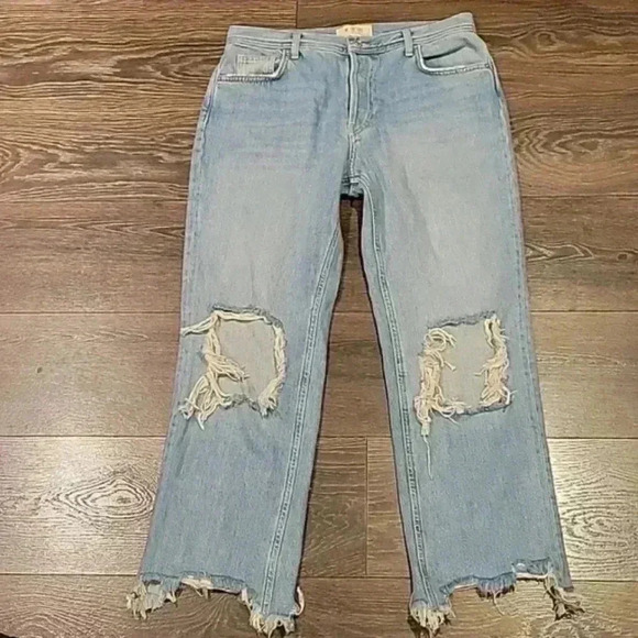 ❤️ FREE PEOPLE MAGGIE STRAIGHT LEG BUTTON FLY JEANS, 8 (29) - Picture 4 of 8